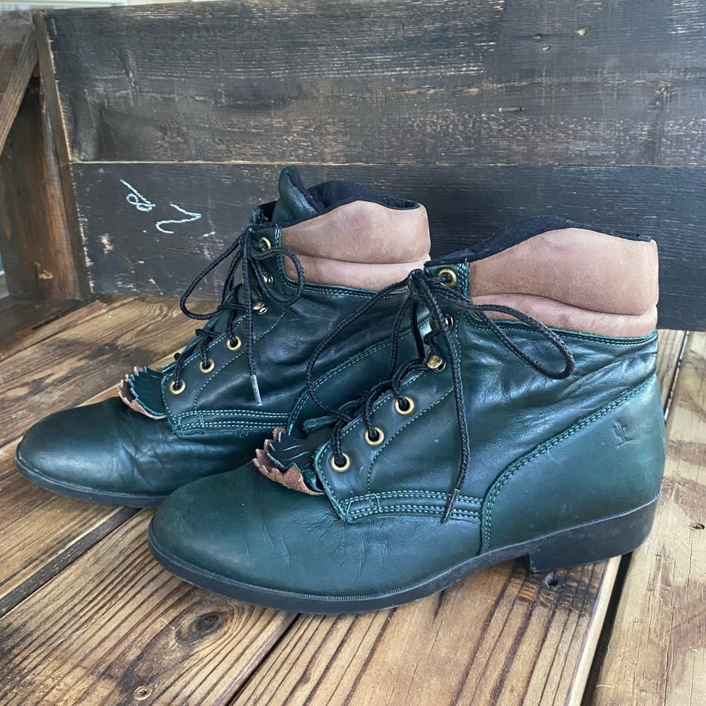 Laredo Boots Woman’s 9 Vintage Western Leather Boots blue & Brown Ankle Booties